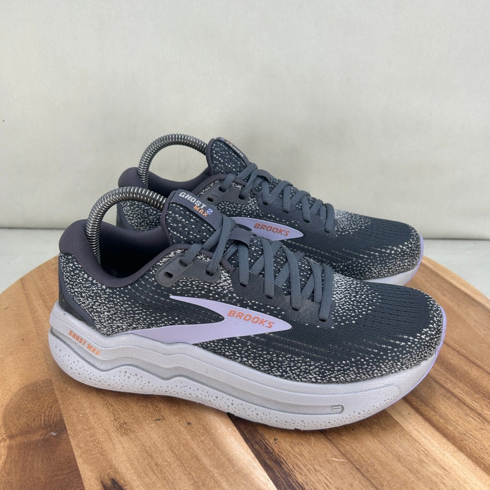 Brooks Ghost Max 2 Womens Running Shoes Grey Purple 1204201B005 Size 8 Medium B